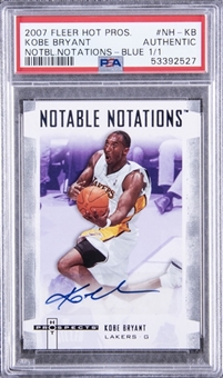 2007-08 Fleer Hot Prospects Notable Notations Blue #NH-KB Kobe Bryant Autographed  (#1/1) - PSA Authentic